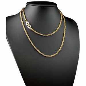 Vintage  Christian Dior gold-plated rope twist  necklace signature "CD" clasp
